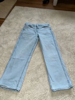 American Eagle Outfitters Light Blue Wide Leg Jeans with Vertical Seams